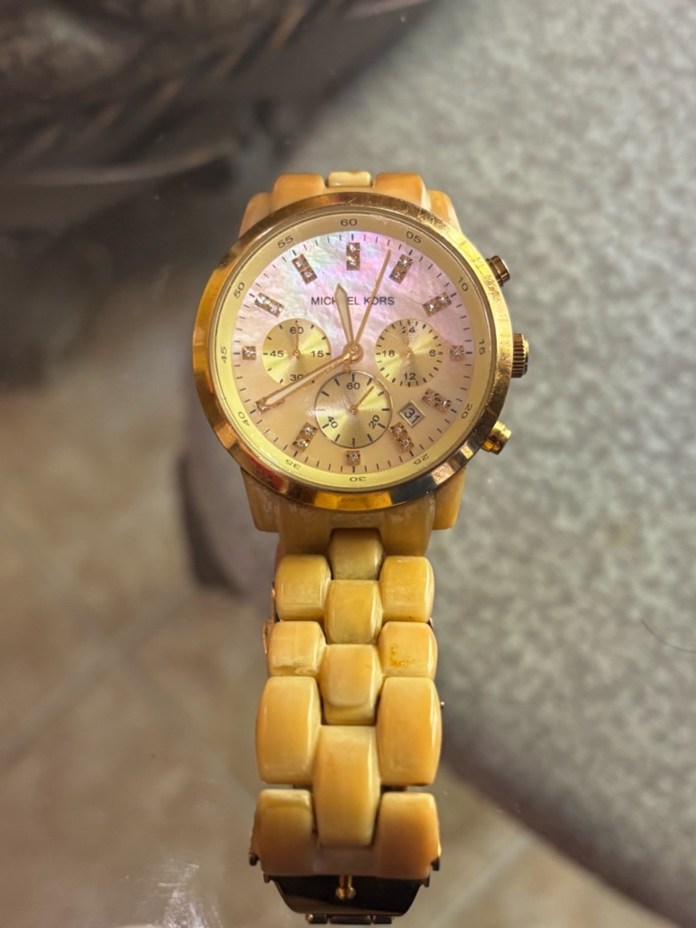 Michael Kors Gold-Tone Chronograph Watch with Yellow Resin Watch